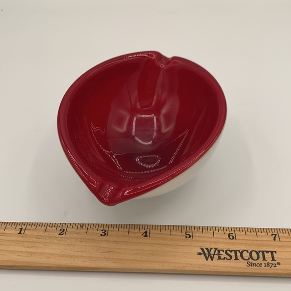 Red and White Cased Glass Trinket Dish - Picture 3 of 5
